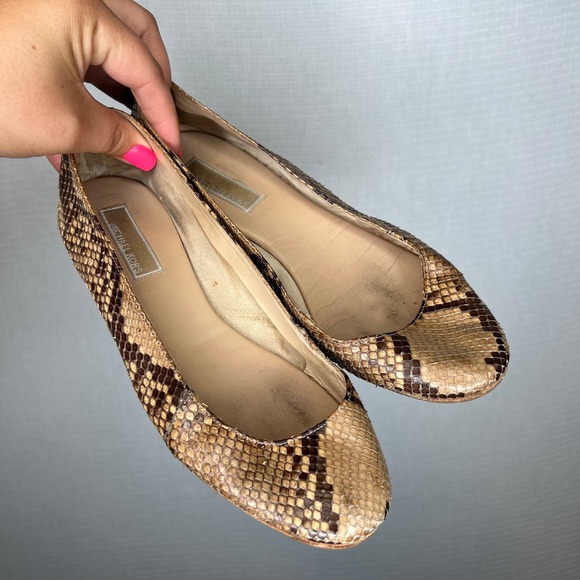 Michael Kors Snakeskin Print Leather Ballet Flats Women's Shoes Size 6 - Picture 1 of 5